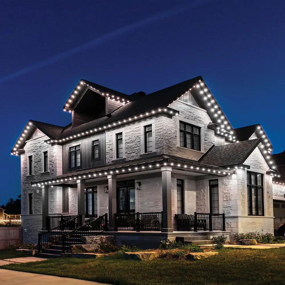 Beautiful residential home with permanent LED lighting installation